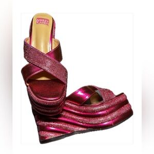 Ashley Kahen Carnival Pink Wedge Sandal size 7